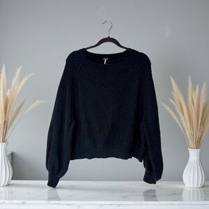 Free People Midnight Black Crew Neck Sweater